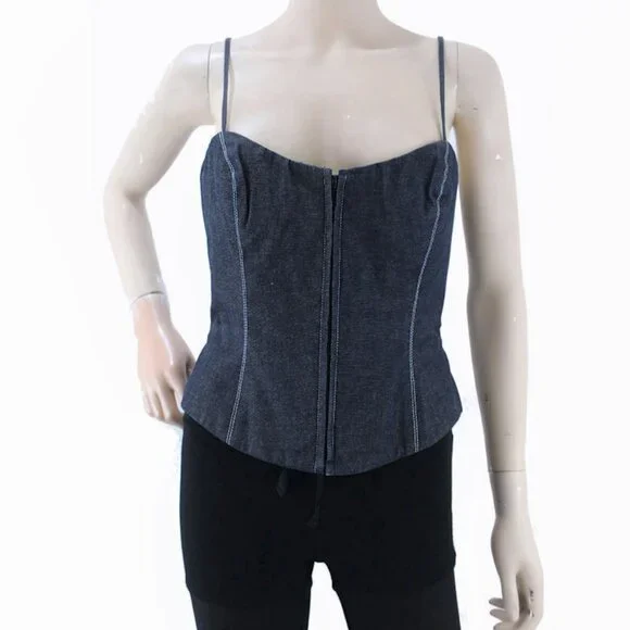 Vintage Y2K ALL ABOUT EVE Germany Cropped Denim Bustier Top - Picture 1 of 10